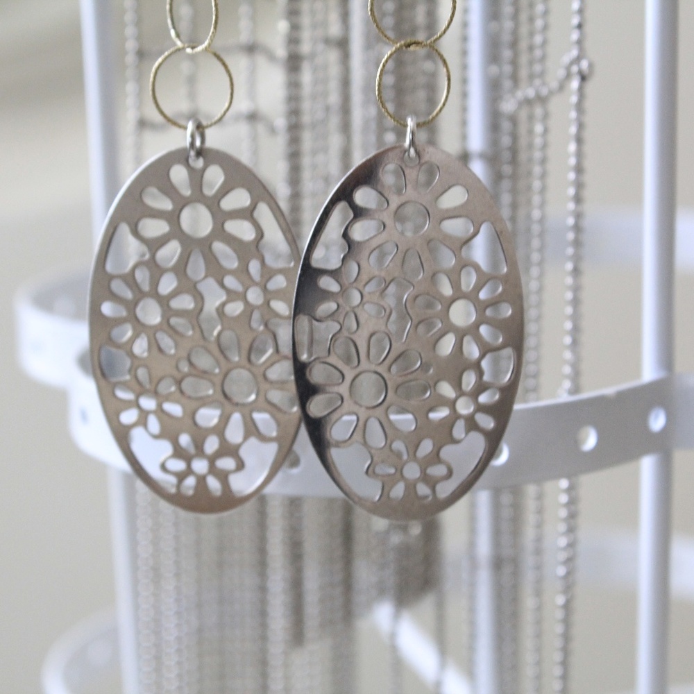 Sterling Silver Italian Earrings With Gold Trim